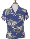 Hawaiian Fitted Shirt for Women Pali Orchid | Blue