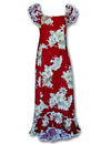 Hawaiian Long Muumuu Red Dress Lanai Red Pacific Legends