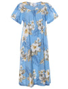 Hawaiian Muumuu Dress Hibiscus Trend Light Blue Two Palms