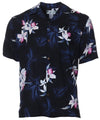 Hawaiian Rayon Shirt Midnight Orchid Black Two Palms