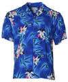 Hawaiian Rayon Shirt Midnight Orchid Blue Two Palms