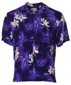 Hawaiian Rayon Shirt Midnight Orchid Purple Two Palms