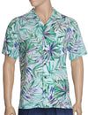 Hawaiian Rayon Shirt Watercolors Palms Green