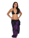 Hawaiian Sarong Black Purple Plumeria Black-Purple