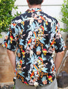 Parrots Vacation Aloha Shirt Black Two Palms