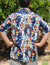 Parrots Vacation Aloha Shirt Navy Two Palms