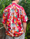 Parrots Vacation Aloha Shirt Red Two Palms