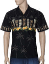 Tiki Collection Chest Border Hawaiian Shirt Black KY