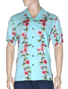 Hawaiian Shirt Bamboo Hibiscus Island Aqua