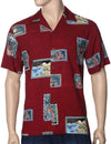 Hawaiian Shirt Island Vacation Postcards Red Two Palms