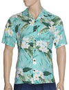 Hawaiian Shirt Plumeria Maile Sage