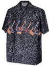 Hawaiian Shirt Polynesian Electric Guitars Black Pacific Legends