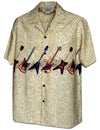 Hawaiian Shirt Polynesian Electric Guitars Khaki Pacific Legends