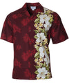 Hawaiian Shirt Side Band Design White Hibiscus Maroon SHAKATIME