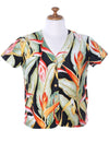 Heliconia Hawaiian V-Neck Blouse Black Paradise Found