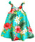 Hibiscus Girls Flared Tank Dress with Shoulder Ties Aqua RJC