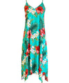 Hibiscus Maxi Spaghetti Dress with Scarf Hem Aqua RJC