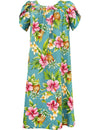 Hibiscus Pineapples Valley Pull Over Short Muumuu Dress Slate RJC