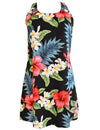 Hibiscus Short Hawaiian A-Line Dress Back Cutout with Tie