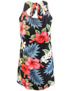 Hibiscus Short Hawaiian A-Line Dress Back Cutout with Tie