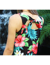 Hibiscus Short Hawaiian A-Line Dress Back Cutout with Tie