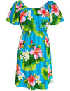 Hoku Short Summer Dress 2-Way Semi-Backless w/ Sleeves Turquoise RJC