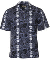 Honu and Palms Aloha Shirt Black Royal Creations