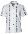 Honu and Palms Aloha Shirt White Royal Creations