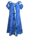 Ilima Flower Lei Muumuu Dress Pull Over Blue Royal Creations