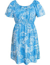 Island Discovery Short Summer Dress 2-Way Semi-Backless w/ Sleeves Blue RJC