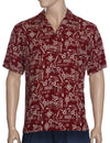 Island Hook Rayon Aloha Shirt Maroon Two Palms