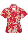 Island Plumeria Fitted Hawaiian Shirt for Women Pink Royal Creations