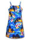 Island Sunset Girls Spaghetti Dress Blue Pacific Legends