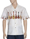 Island Ukulele Chest Border Hawaiian Shirt White KY