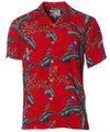 Jungle Bird Parrots Red Aloha Shirt Magnum PI Design Red Paradise Found