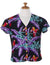 Jungle Bird Parrots V-Neck Blouse Magnum PI Design Black Paradise Found