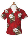 Ka Pua Hibiscus Flower Fitted Blouse Red Pacific Legend