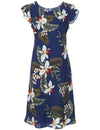 Knee Length Hawaiian Dress Hanapepe Navy Two Palms