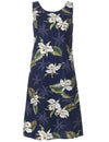 Knee Length Orchids Makani Hawaiian Dress Navy KY