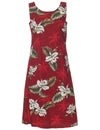 Knee Length Orchids Makani Hawaiian Dress Red KY