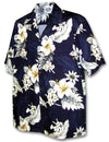 Lanai Hibiscus Hawaiian Shirt Navy Pacific Legend