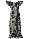 Lei of Aloha Long Ruffle Muumuu Dress Black KY