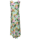 Liliha Tea Length Sleeveless Hawaiian Dress Sage Hilo Hattie