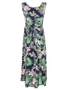 Long Maxi Hawaiian Dress Orchids Dream Navy Royal Creations