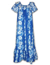 Long Muumuu Hawaiian Dress Haku Laape Royal KY