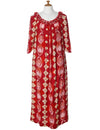 Long Muumuu Dress 3/4 Sleeve Kamamalu Red Hilo Hattie