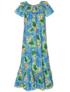 Long Muumuu Dress Relaxed Fit Orchids Kekala Light Blue KY