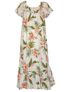 Long Muumuu Hawaiian Dress Kahua Plumeria Coral KY