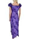 Long Ruffle Purple Muumuu Dress Monstera Ceres