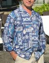 Long Sleeves Hawaiian Shirt Kapena Blue Shaka Time Hawaii